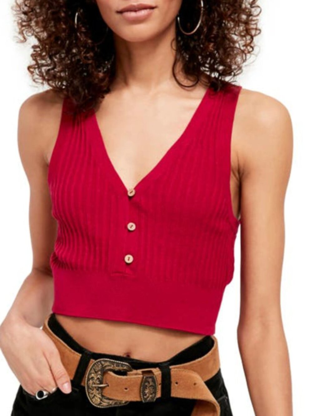 Free People Saturday morning crop top in red Large